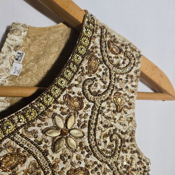 Vtg Handmade Beaded Embellished Bodice XS Corset Sides Ren Faire Costume Cottage - Picture 4 of 8